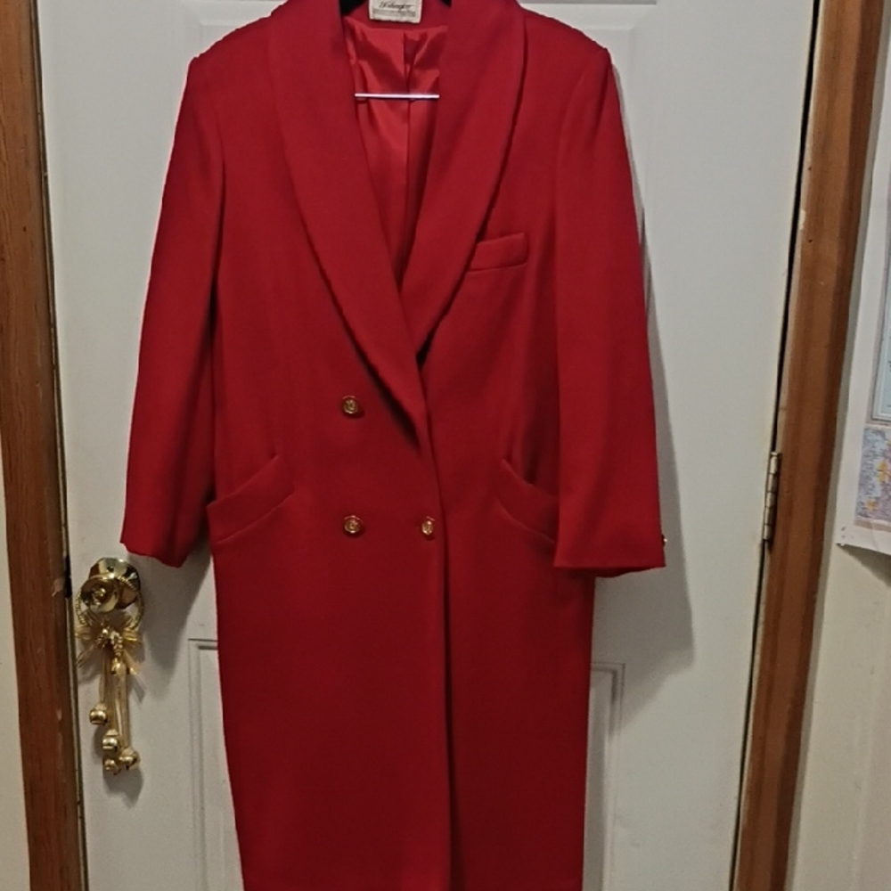 Worthington Red Double-Breasted Petite Coat Gold Buttons